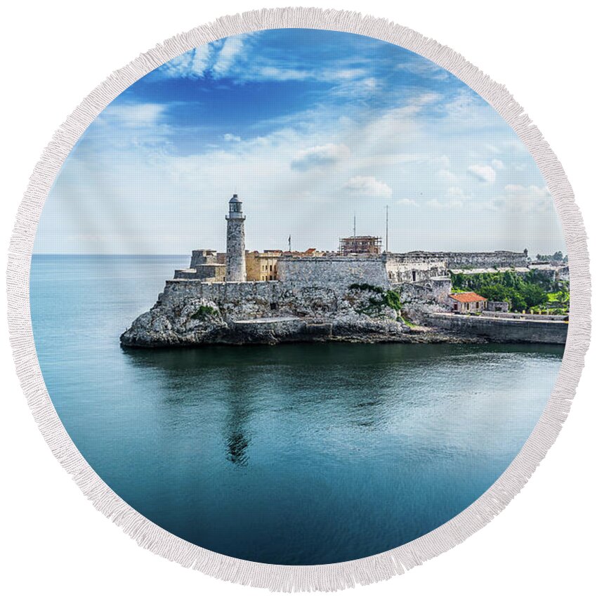 Cuba Round Beach Towel featuring the photograph Havana Harbor by Perry Webster