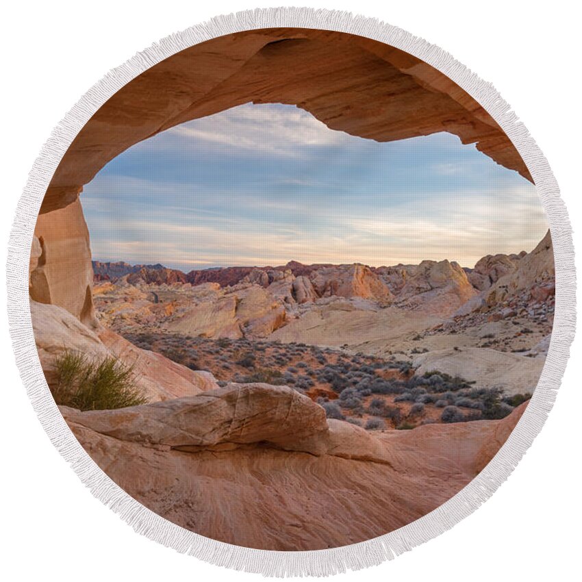 Valley Of Fire Round Beach Towel featuring the photograph Haven by Dustin LeFevre