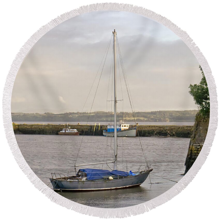 Haven Round Beach Towel featuring the photograph Haven. Smooth water. by Elena Perelman