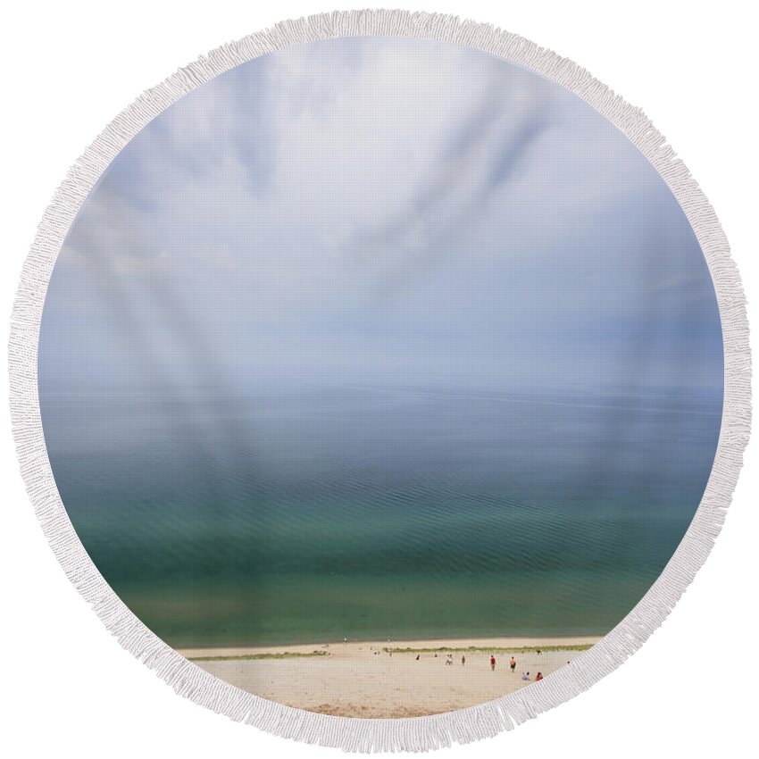3scape Round Beach Towel featuring the photograph Hazy day at Sleeping Bear Dunes by Adam Romanowicz