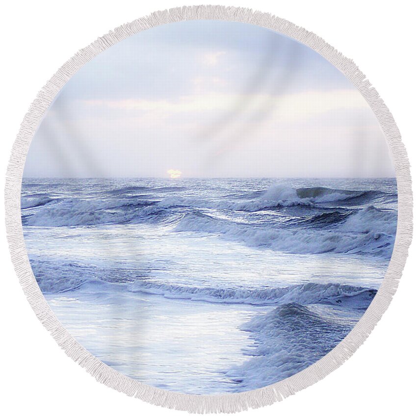 Photography Round Beach Towel featuring the photograph Hazy Morning Sunrise by Phil Perkins