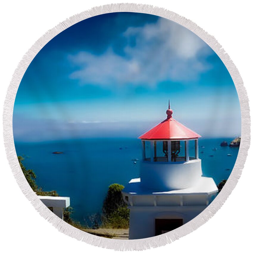 California Round Beach Towel featuring the photograph Hazy Trinidad by Richard Gehlbach