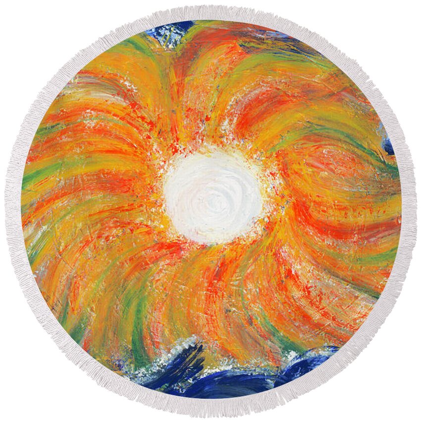 Sun Round Beach Towel featuring the painting Healing sun by Heidi Sieber