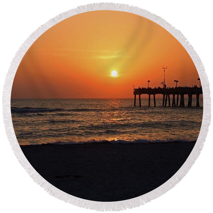 Venice Beach Round Beach Towel featuring the photograph Hearths of Fire by Michiale Schneider