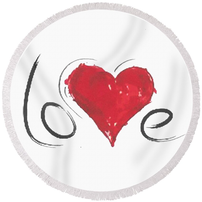 Love Round Beach Towel featuring the painting Hearts 1 T-shirt by Herb Strobino