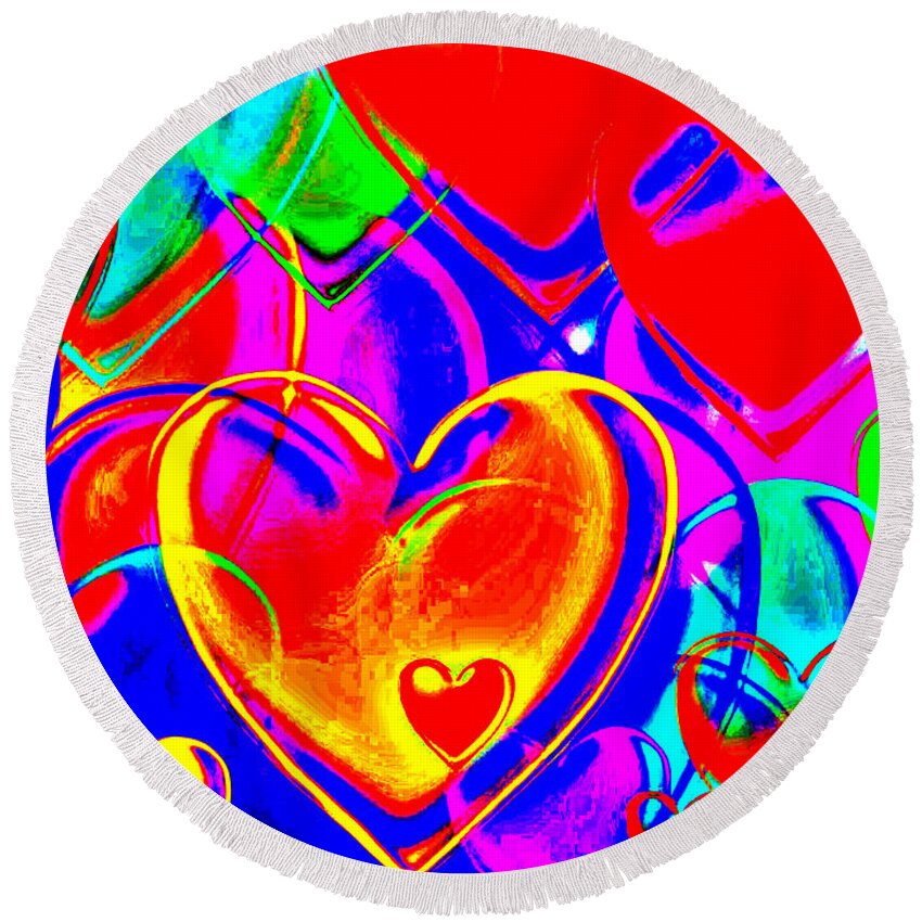 Abstract Round Beach Towel featuring the photograph Hearts by Burney Lieberman