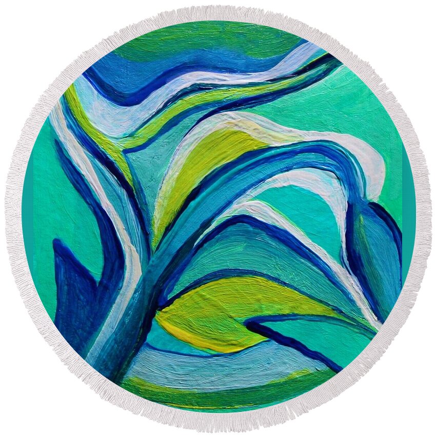  Round Beach Towel featuring the painting Heavy Bud by Polly Castor