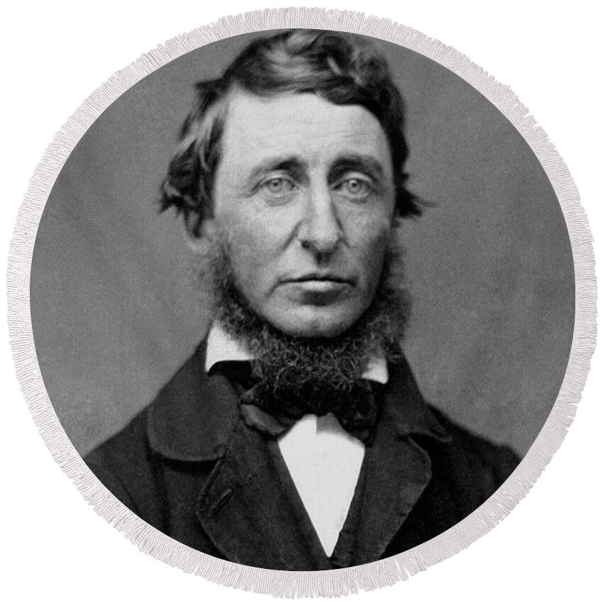 Thoreau Round Beach Towel featuring the photograph Henry David Thoreau - Essayist and Philosopher by War Is Hell Store
