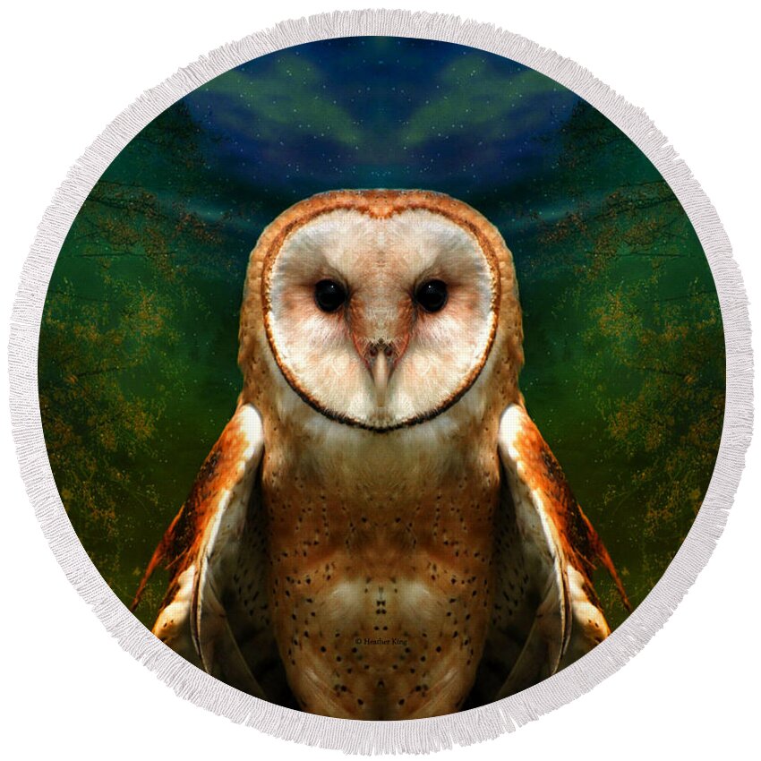 Owl Round Beach Towel featuring the photograph Her memory enshrouds my heart  by Heather King