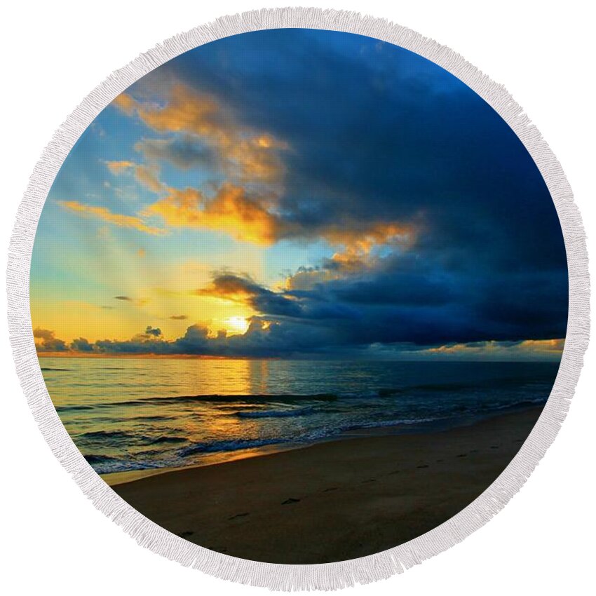 Jupiter Round Beach Towel featuring the photograph Here Comes the Rain by Catie Canetti