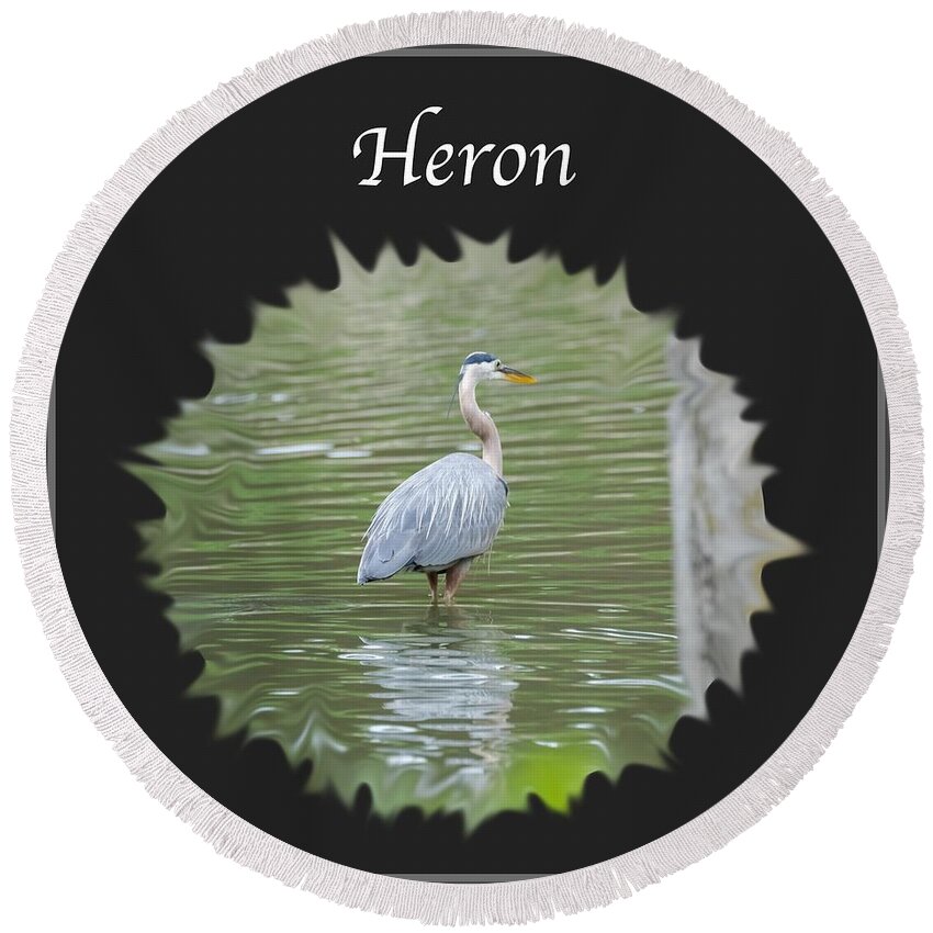 Heron Round Beach Towel featuring the photograph Heron by Holden The Moment