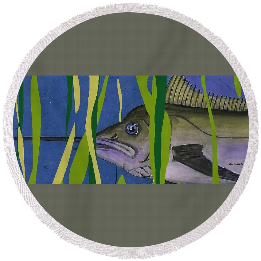 Oceanlife Fish Round Beach Towel featuring the mixed media Hiding Spot by Andrew Drozdowicz
