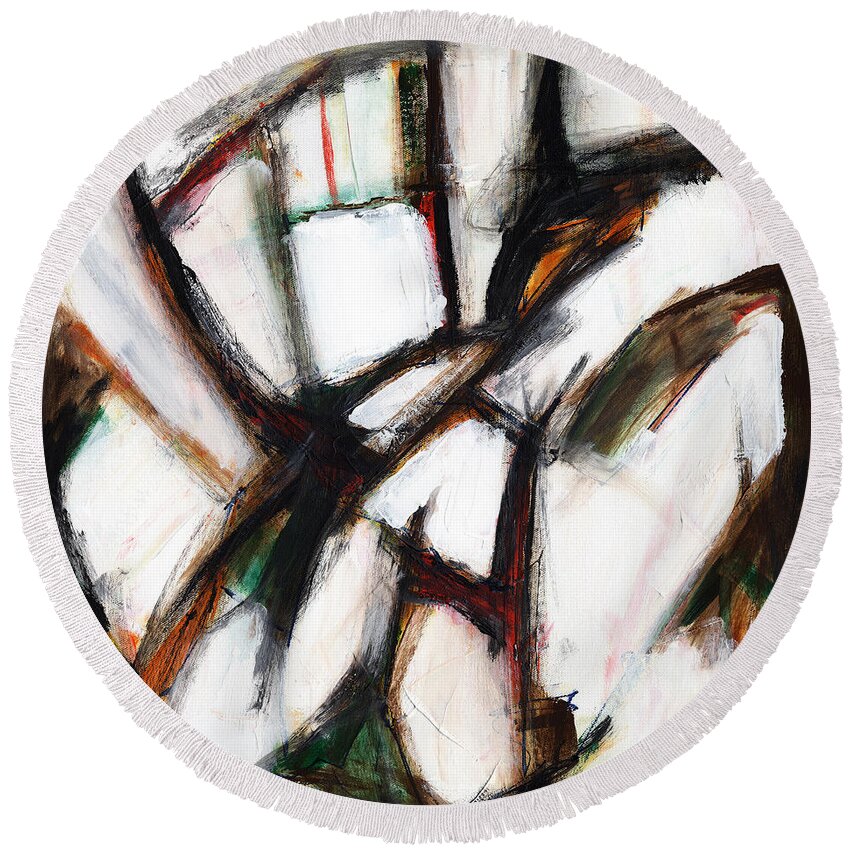 Abstract Round Beach Towel featuring the painting High Canyon by Lynne Taetzsch