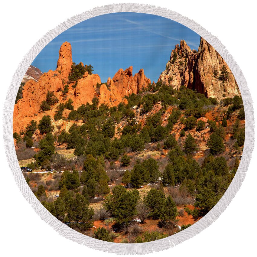  Round Beach Towel featuring the photograph High Point Rock Towers by Adam Jewell