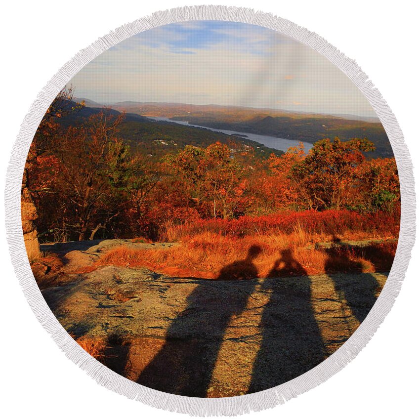 Hikers On The At Round Beach Towel featuring the photograph Hikers on the AT by Raymond Salani III