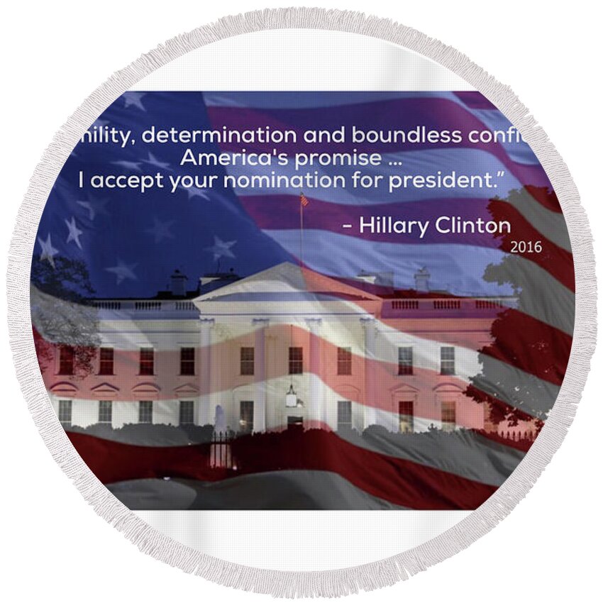 Hillary Clinton Round Beach Towel featuring the photograph Hillary Clinton's Acceptance Speech by Jackson Pearson
