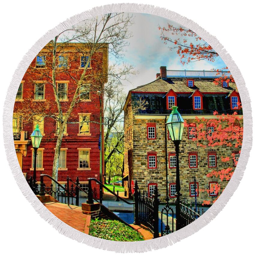 Bethlehem Round Beach Towel featuring the photograph Historic Intersection by DJ Florek
