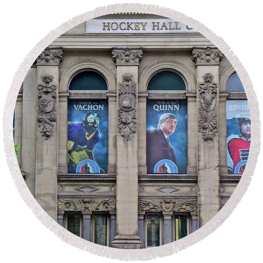 Hockey Round Beach Towel featuring the photograph Hockey Hall of Fame by Frozen in Time Fine Art Photography