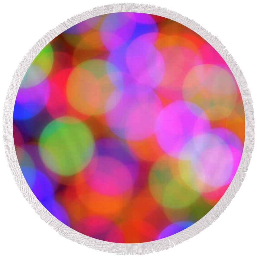 Holidays Round Beach Towel featuring the photograph Holiday Lights by Darren White