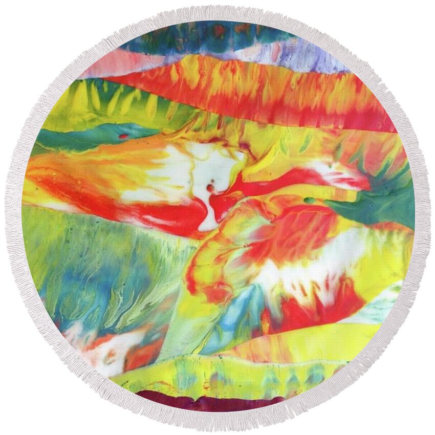  Round Beach Towel featuring the painting Holy Journey by Sperry Andrews