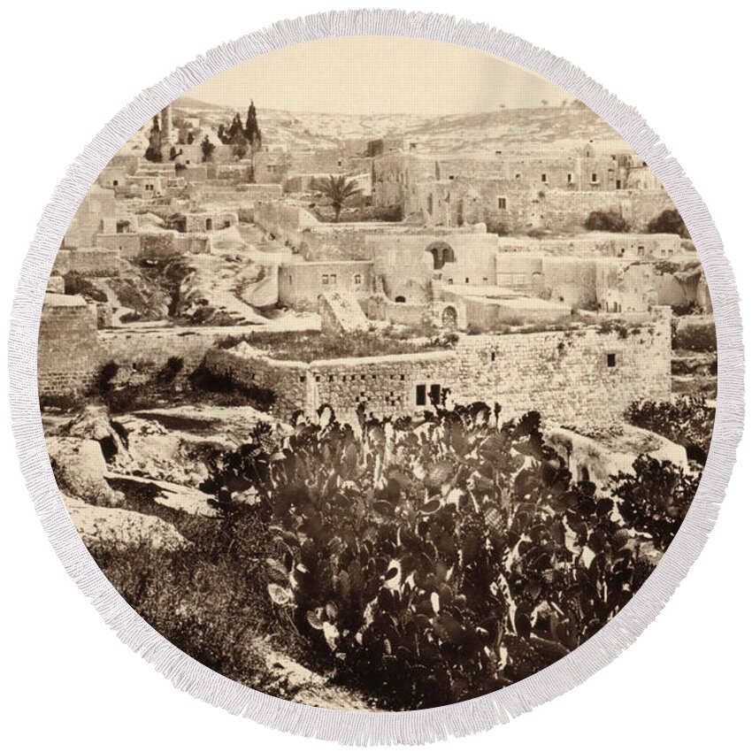 1650s Round Beach Towel featuring the photograph HOLY LAND, NAZARETH, c1860. by Granger