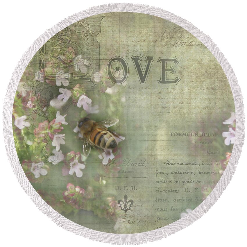 Honey Love Round Beach Towel featuring the digital art Honey Love by Victoria Harrington