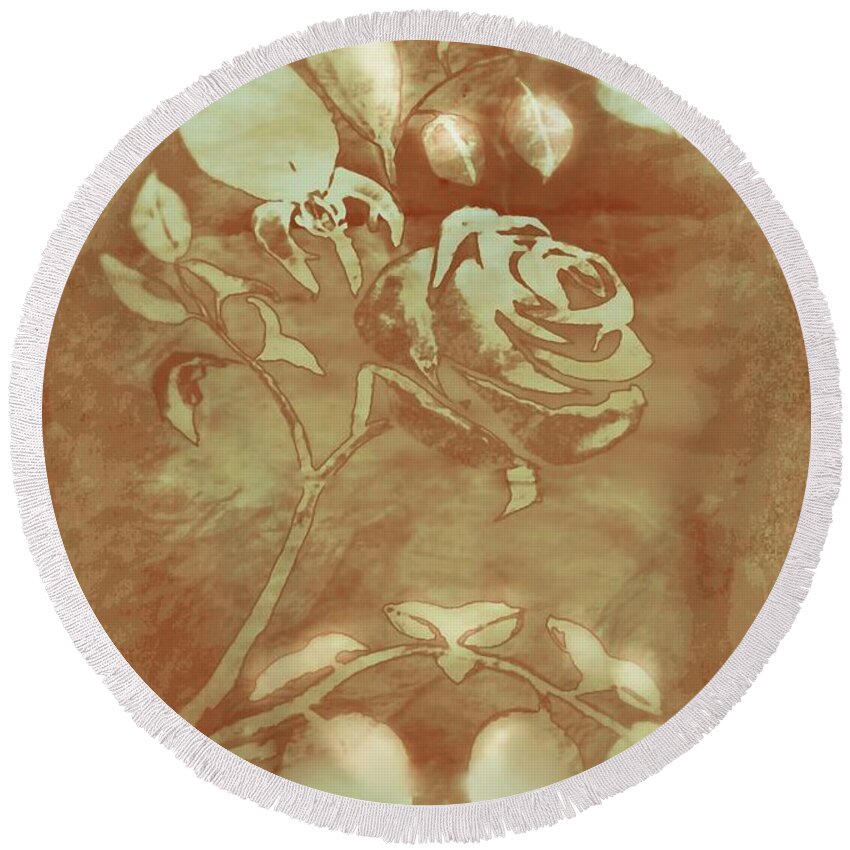 Photograph Round Beach Towel featuring the digital art Honey Rose I by Delynn Addams