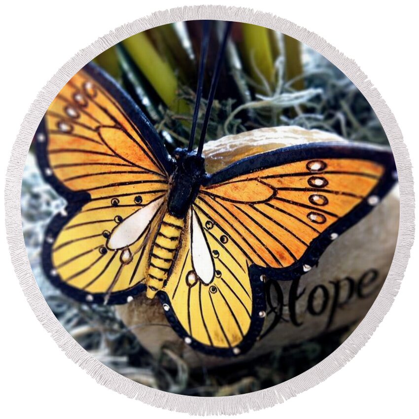 Butterfly Round Beach Towel featuring the photograph Hope by Carlos Avila