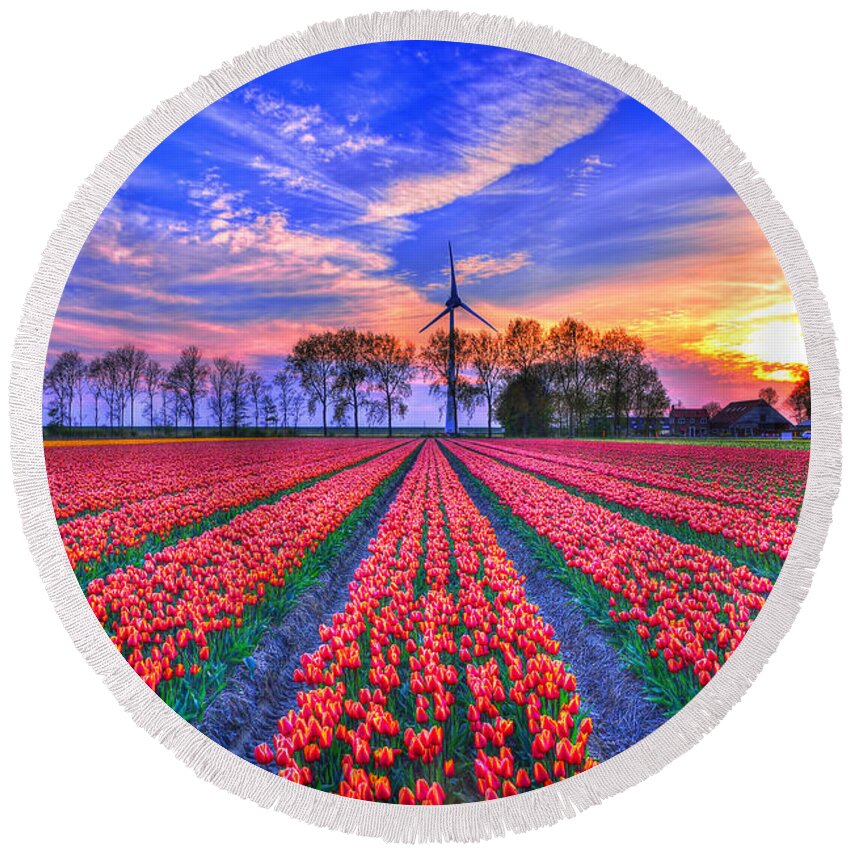 Windmill Round Beach Towel featuring the photograph Hope of Spring by Midori Chan