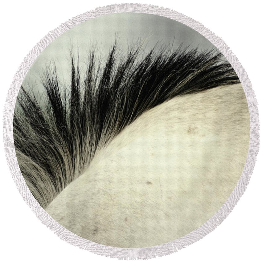 Horse Round Beach Towel featuring the photograph Horse Mane by Dimitar Hristov