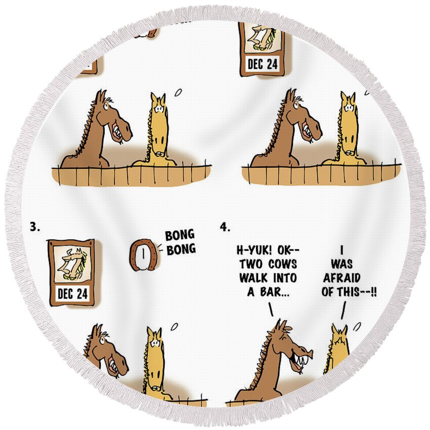 Christmas Round Beach Towel featuring the digital art Horse Talk by Mark Armstrong