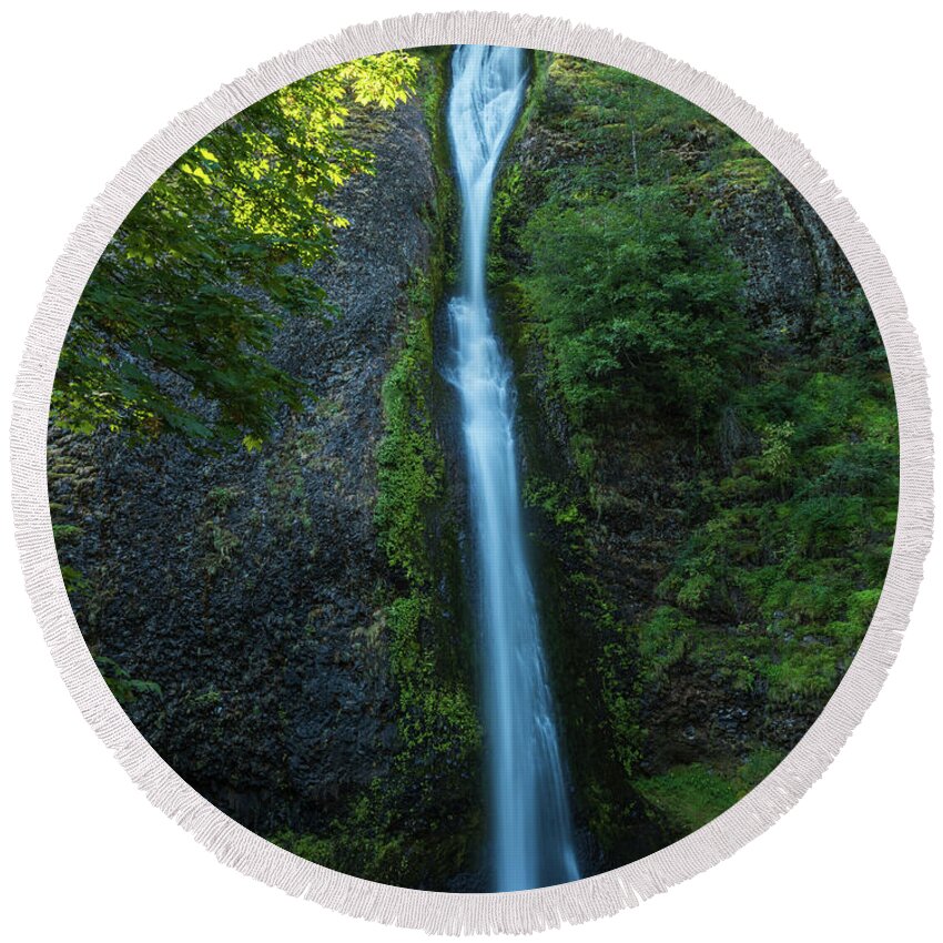 Water Round Beach Towel featuring the photograph Horsetail Falls by Brenda Jacobs