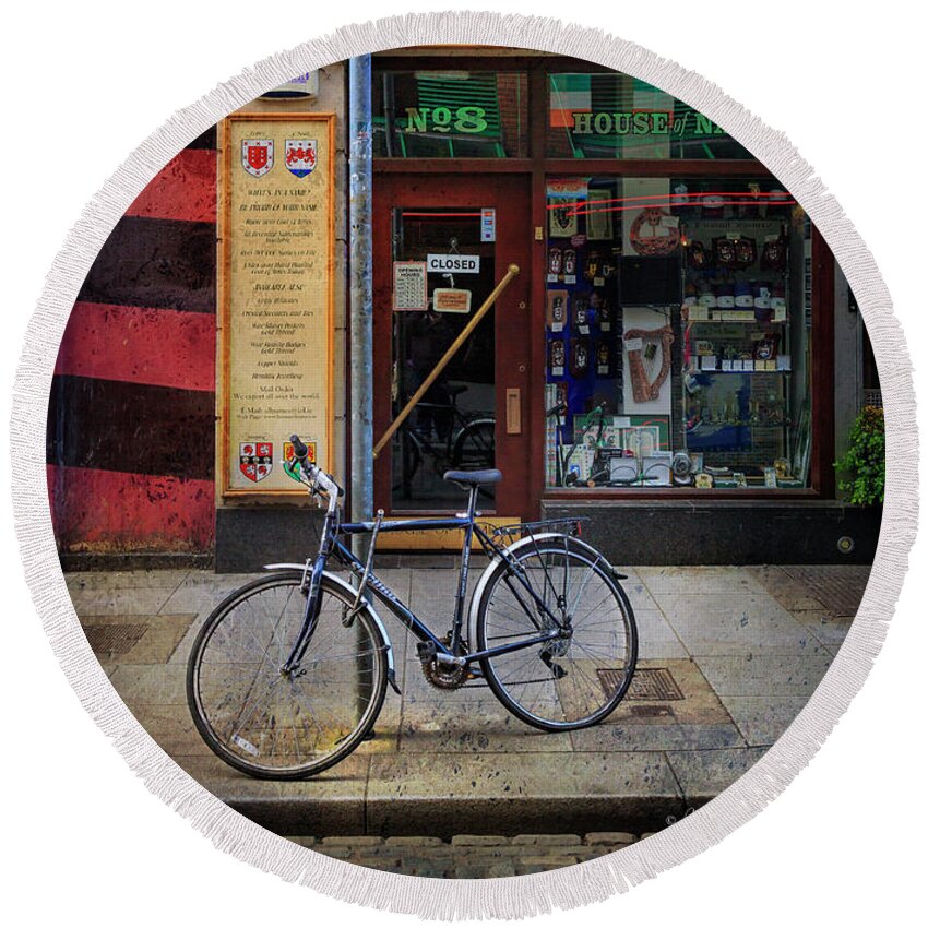 American Round Beach Towel featuring the photograph House of Names Bicycle by Craig J Satterlee