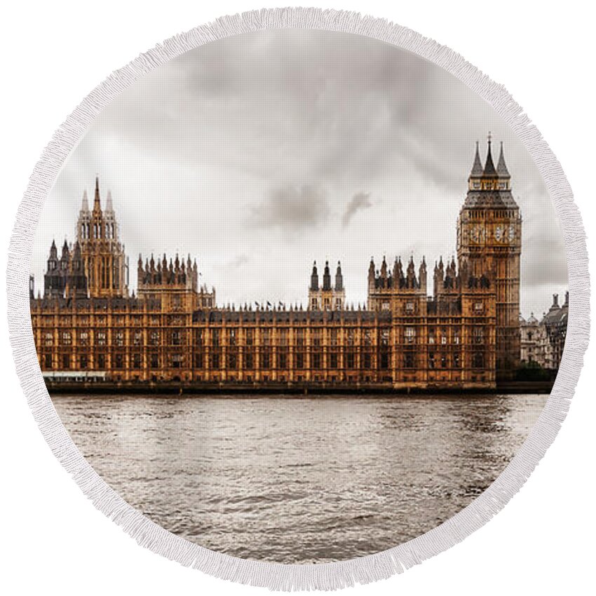 Parliament Round Beach Towel featuring the photograph House of Parliament lll by Marcus Karlsson Sall