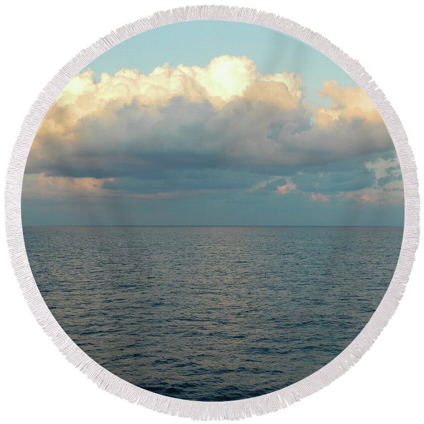 Cloudscape Round Beach Towel featuring the photograph Hovering Over the Atlantic At Sunrise by Emmy Marie Vickers