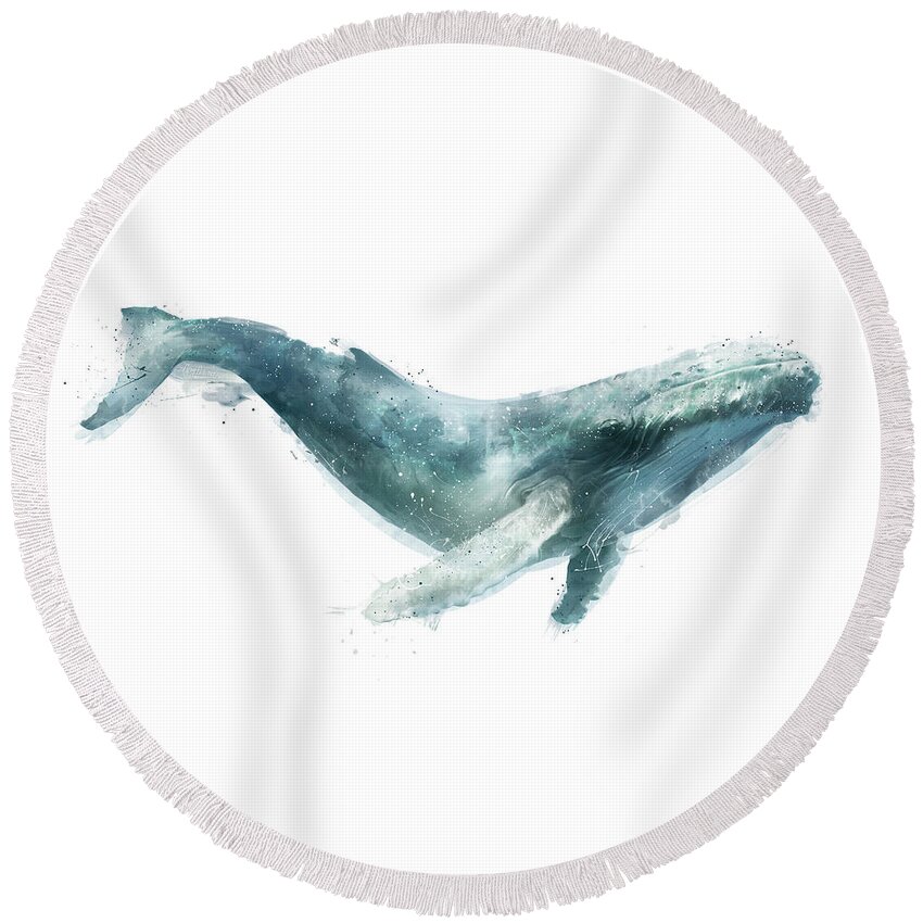 Whale Round Beach Towel featuring the painting Humpback Whale by Amy Hamilton