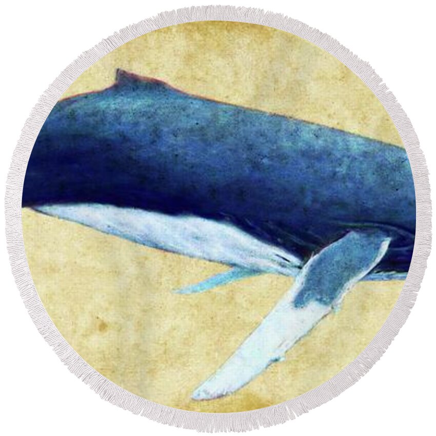 Humpback Round Beach Towel featuring the photograph Humpback Whale painting by Weston Westmoreland