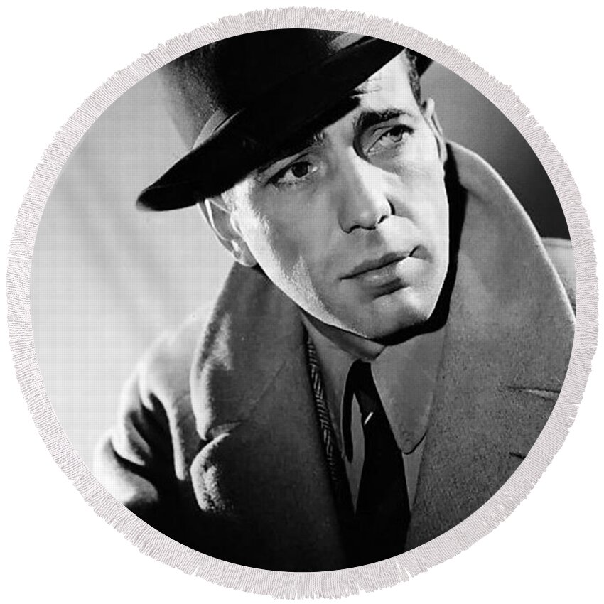 Humphrey Bogart Round Beach Towel featuring the photograph Humphrey Bogart by Mountain Dreams