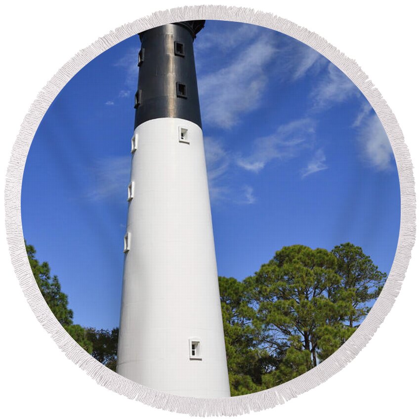 Lighthouse Round Beach Towel featuring the photograph Hunting Island Lighthouse South Carolina by Louise Heusinkveld