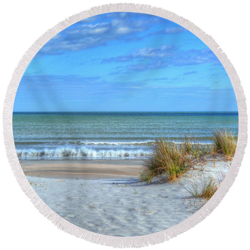 Beach Round Beach Towel featuring the photograph Huntington Beach South Carolina by Kathy Baccari