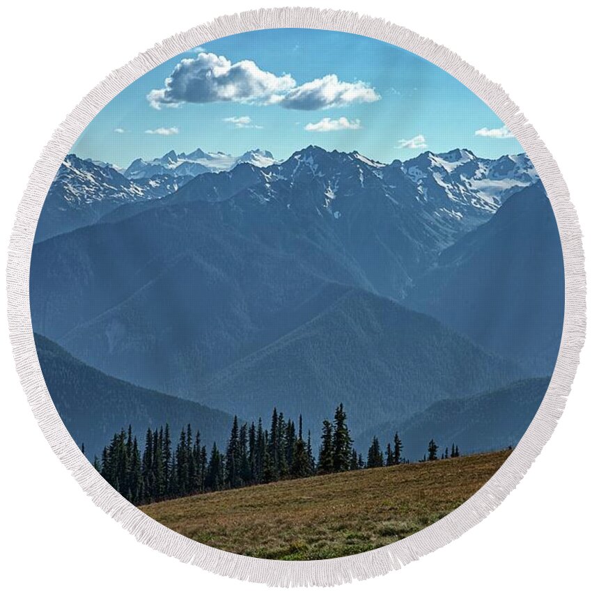 Grass Round Beach Towel featuring the photograph Hurricane Ridge by Kyle Lee