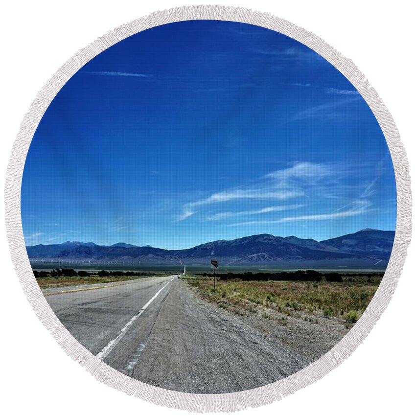 Nevada Round Beach Towel featuring the photograph HWY 50, Nevada by Merle Grenz