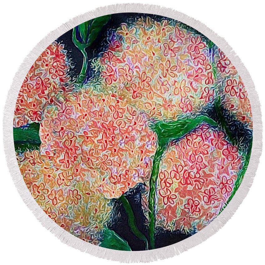 Pink Hydrangea Round Beach Towel featuring the photograph Hydrangea Inspiration by Anne Sands