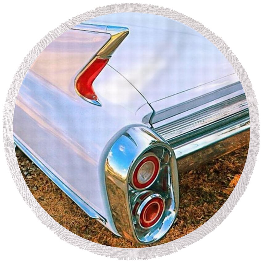Classicscene Round Beach Towel featuring the photograph I Have #carfin by Austin Tuxedo Cat