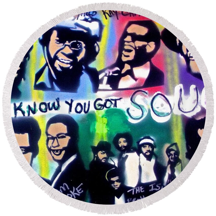 Soul Round Beach Towel featuring the painting I Know You Got Soul by Tony B Conscious