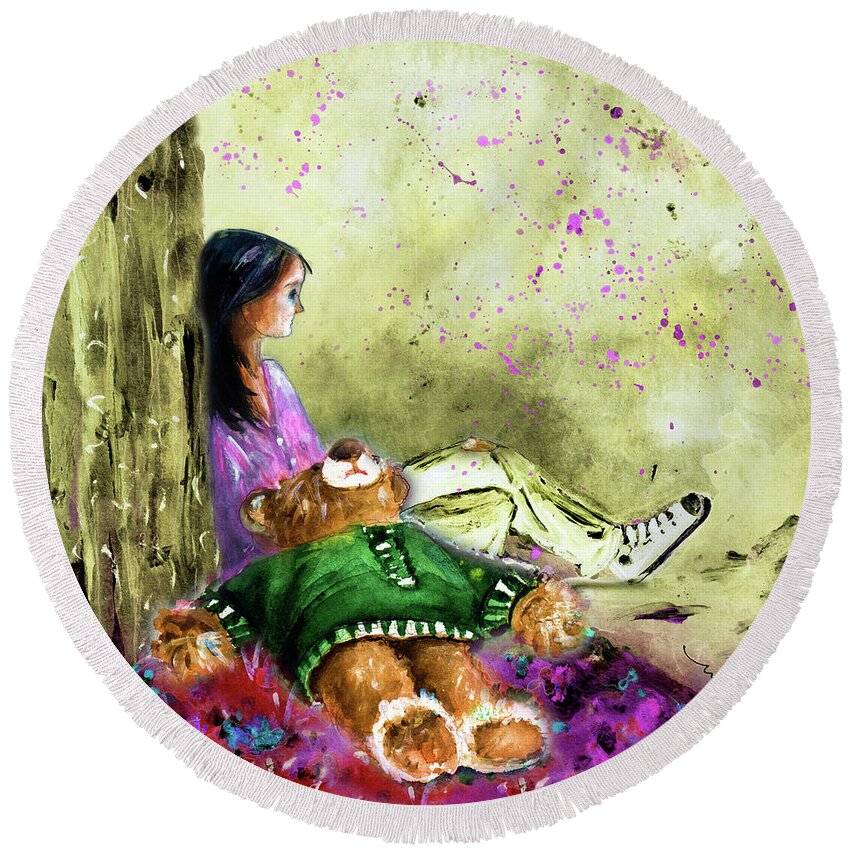 Truffle Mcfurry Round Beach Towel featuring the painting I Want To Lay You Down In A Bed Of Roses by Miki De Goodaboom