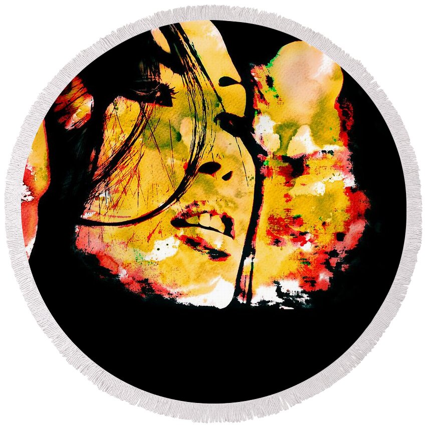 Portrait Woman Round Beach Towel featuring the photograph Inexorably, time moves by Jean Francois Gil