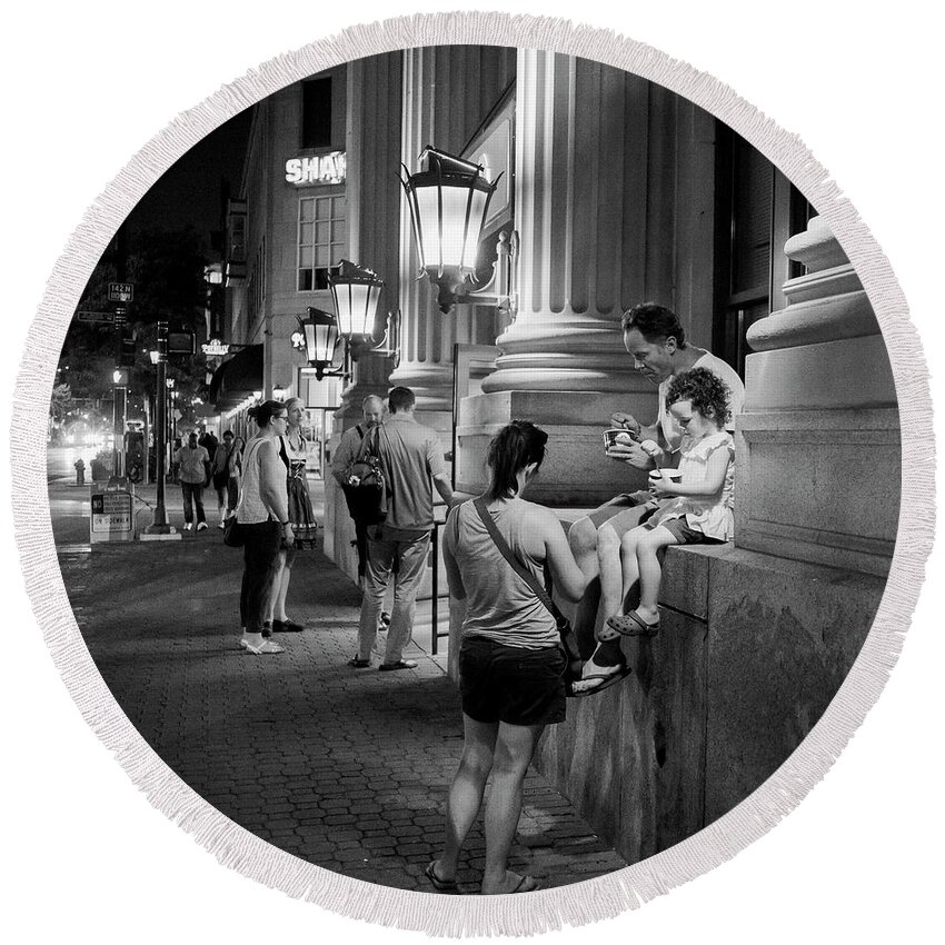 Oak Park Round Beach Towel featuring the photograph Ice Cream Night by Todd Bannor