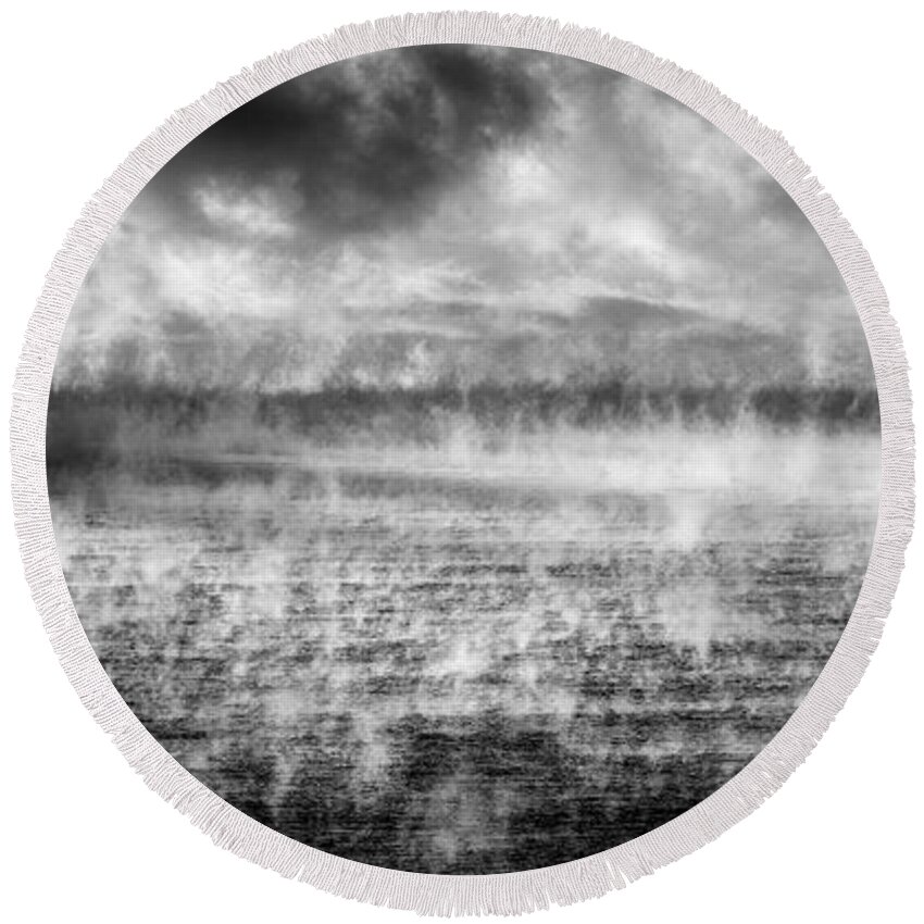 Panoramic Round Beach Towel featuring the photograph Ice Fog by Doug Gibbons