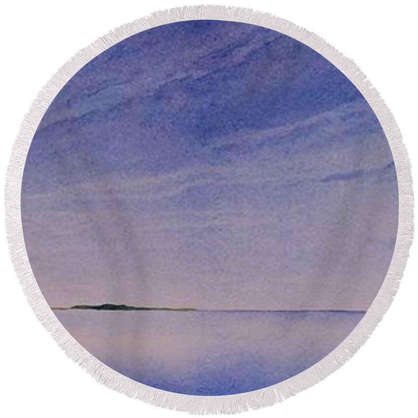 Landscape Round Beach Towel featuring the painting Ice Lake by Ruth Kamenev